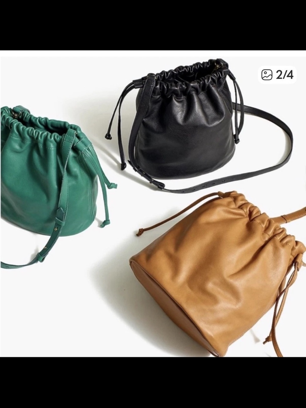 Madewell Teal Green Leather Drawstring Crossbody Bucket Bag - Picture 8 of 8